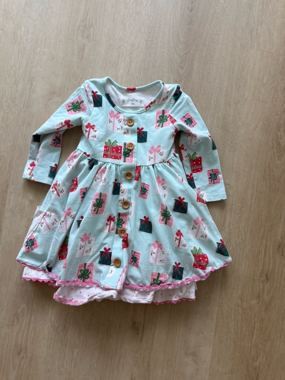 Sweet honey Girl's Holiday Present Print Dress